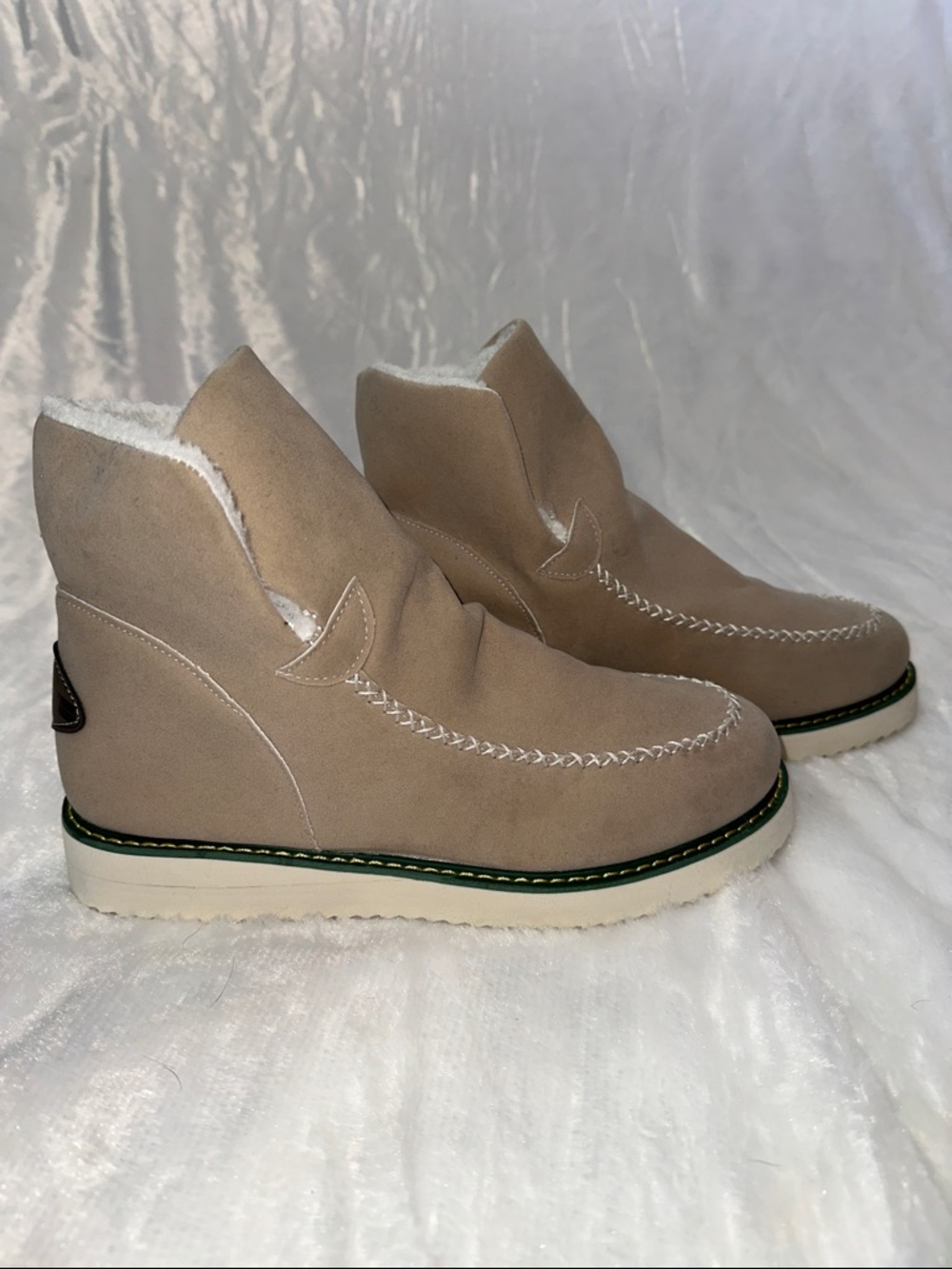 Men's AVSTCFS Beige Suede Winter Ankle Boots - 10